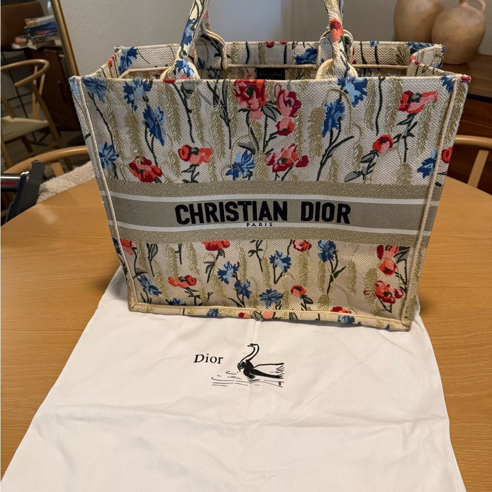 Dior Floral Embroidered Book Tote
